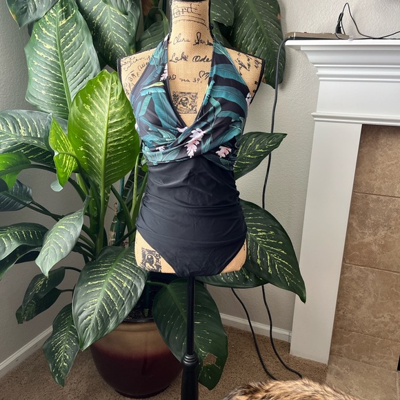 Tropical Halter Swimsuit - Picture 1 of 8